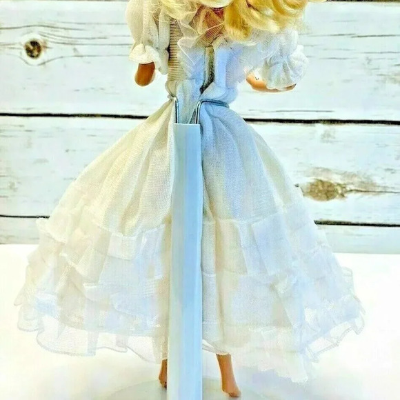 MATTEL BARBIE Doll Blond Hair Blue Eyes White Dress 12" Tall Used - Picture 4 of 11